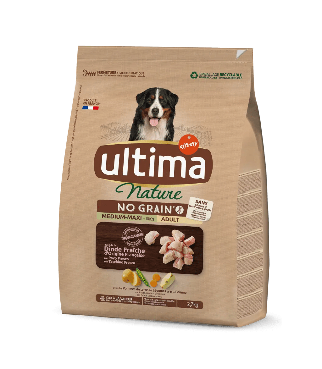 ▷ Ultima Nature No Grain Pienso para Perros Medium-Maxi sin Cereales con  Pavo 🥇【Muestras a Casa】