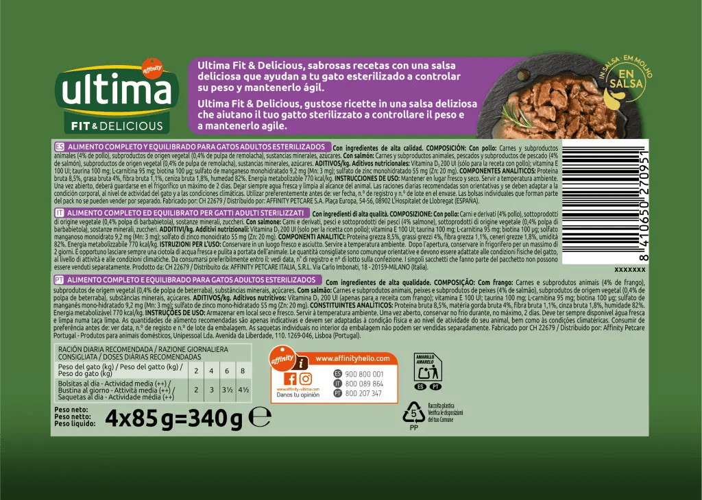 Affinity Ultima Fit & Delicious Pescado sobre en salsa para gatos -  Multipack