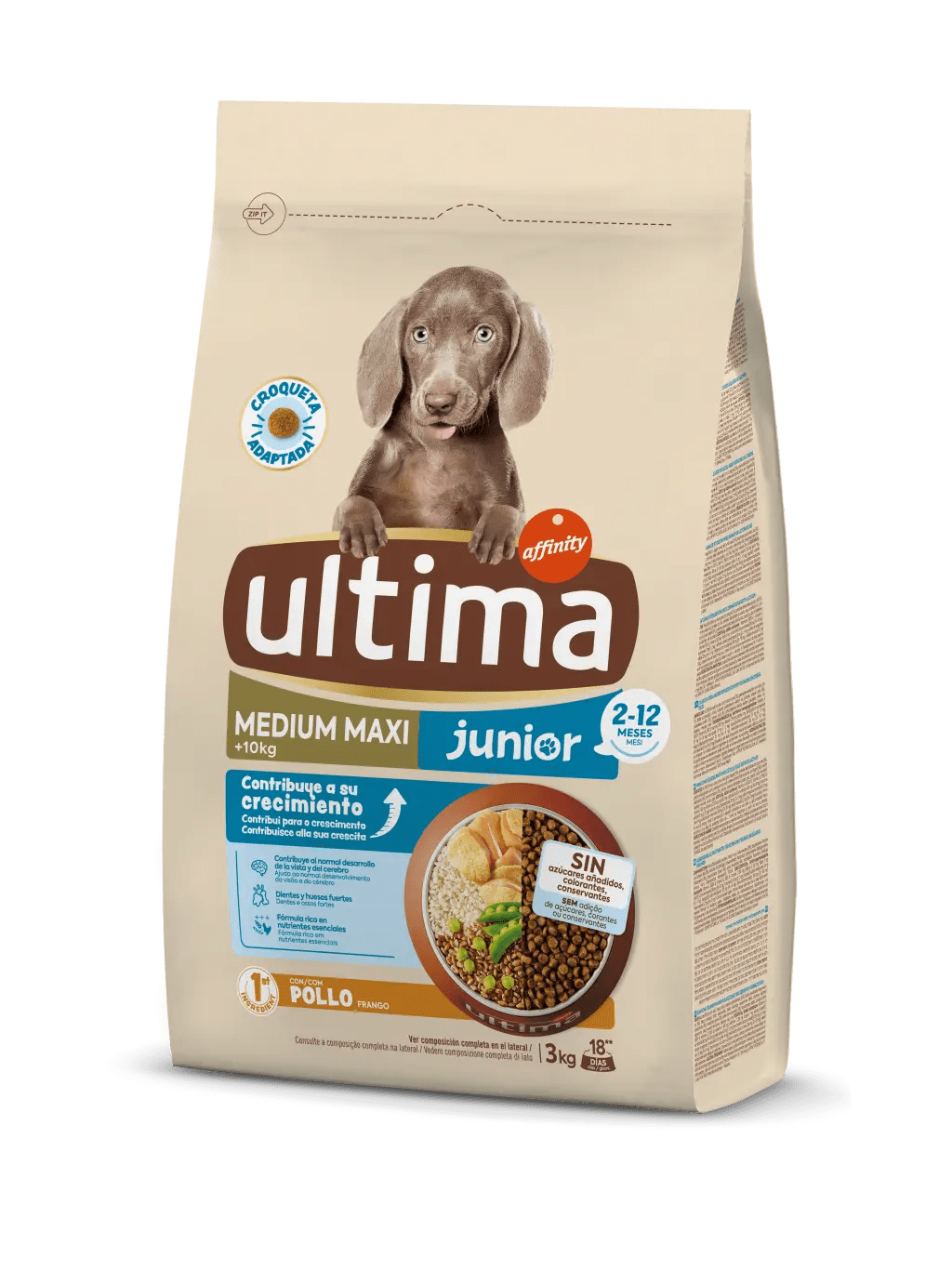 Pienso Perro Adulto Más 10Kg Ultima Medium Maxi Con Pollo