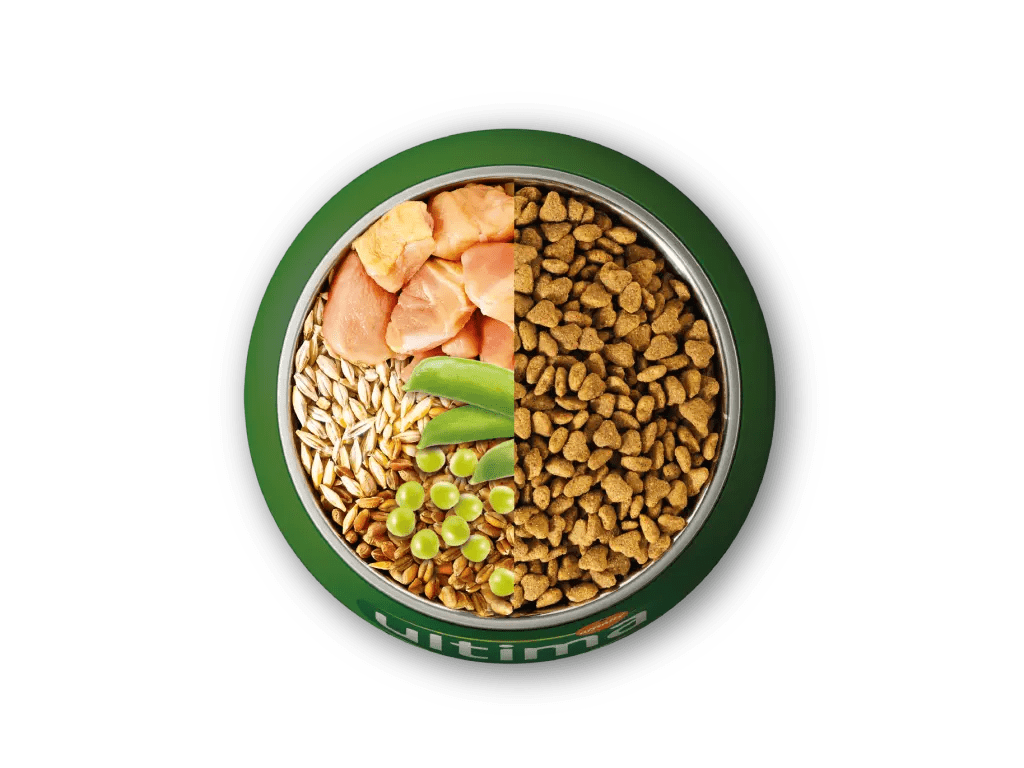 Chicken, barley, wholegrain cereals and peas