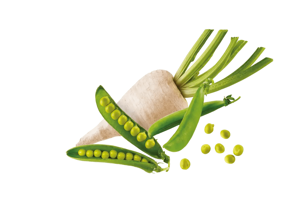 With peas