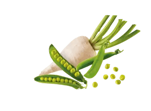 With peas